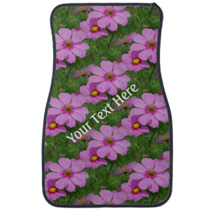 Pink Cosmos Flowers Personalized Car Mat