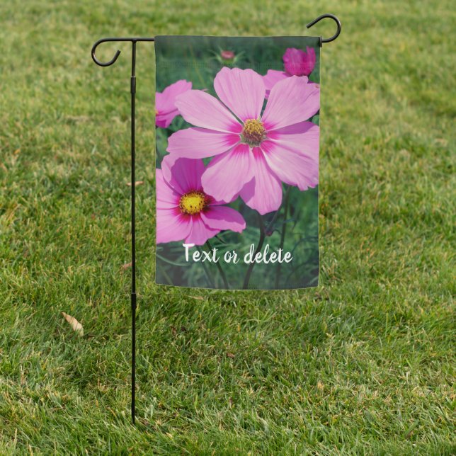Pink Cosmos Flowers Personalized Garden Flag (In SItu)