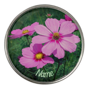 Pink Cosmos Flowers Personalized Golf Ball Marker