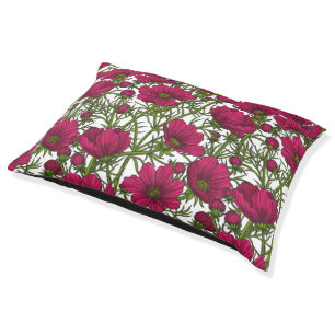Pink Cosmos flowers Pet Bed