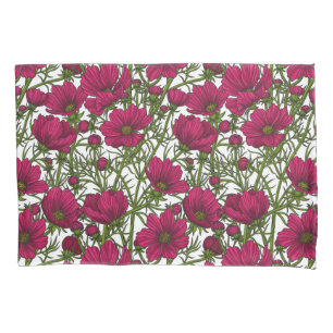 Pink Cosmos flowers Pillow Case