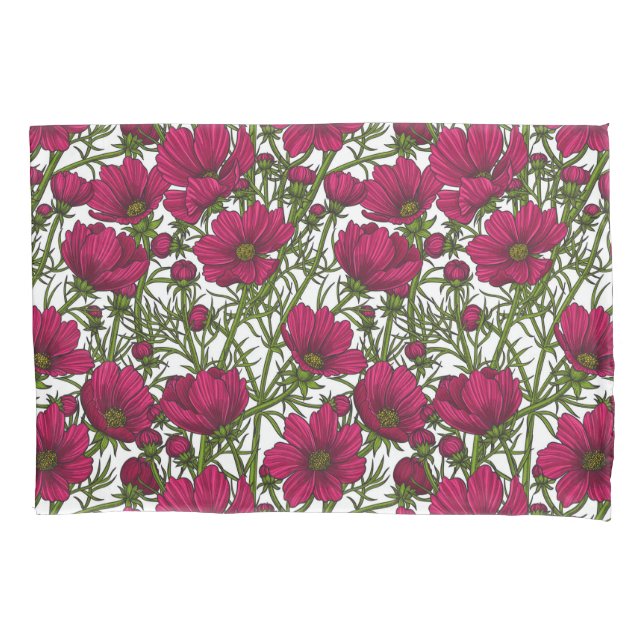 Pink Cosmos flowers Pillow Case (Front)