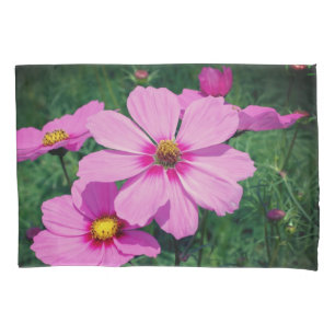 Pink Cosmos Flowers Pillow Case