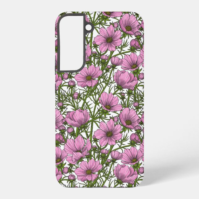 Pink Cosmos flowers Samsung Galaxy Case (Back)