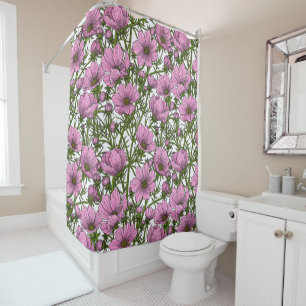 Pink Cosmos flowers Shower Curtain