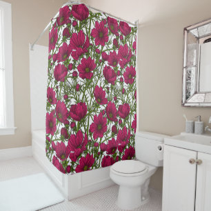 Pink Cosmos flowers Shower Curtain