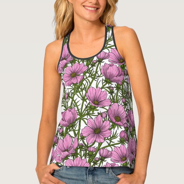 Pink Cosmos flowers Tank Top (Front)