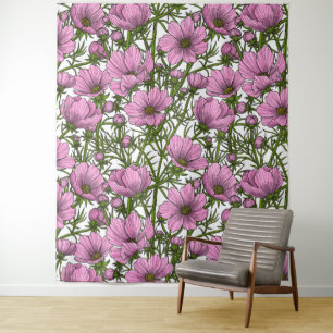 Pink Cosmos flowers Tapestry