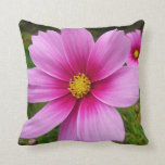 Pink Cosmos Flowers Throw Pillow