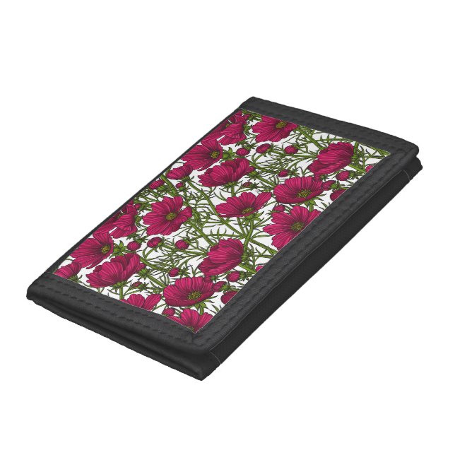 Pink Cosmos flowers Trifold Wallet (Bottom)