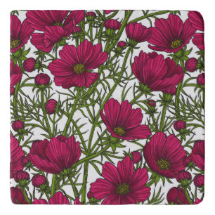 Pink Cosmos flowers Trivet