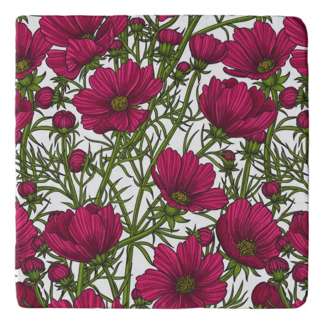 Pink Cosmos flowers Trivet (Front)