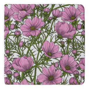 Pink Cosmos flowers Trivet