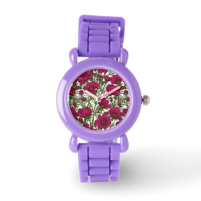 Pink Cosmos flowers Watch (Front)