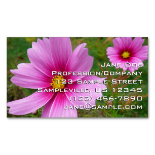 Pink Cosmos Flowers Wildflower Business Card Magnet