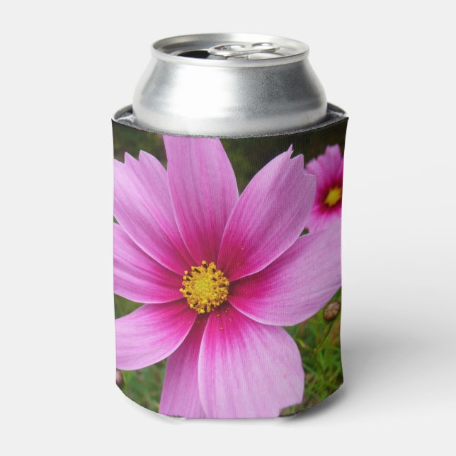 Pink Cosmos Flowers Wildflower Can Cooler (Can Front)