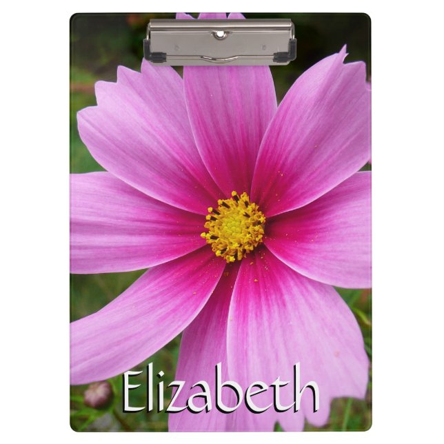 Pink Cosmos Flowers Wildflower Clipboard (Front)