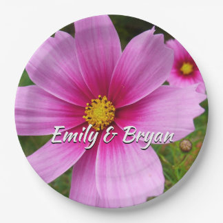 Pink Cosmos Flowers Wildflower Paper Plates