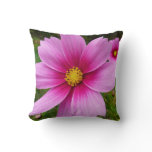 Pink Cosmos Flowers Wildflower Throw Pillow