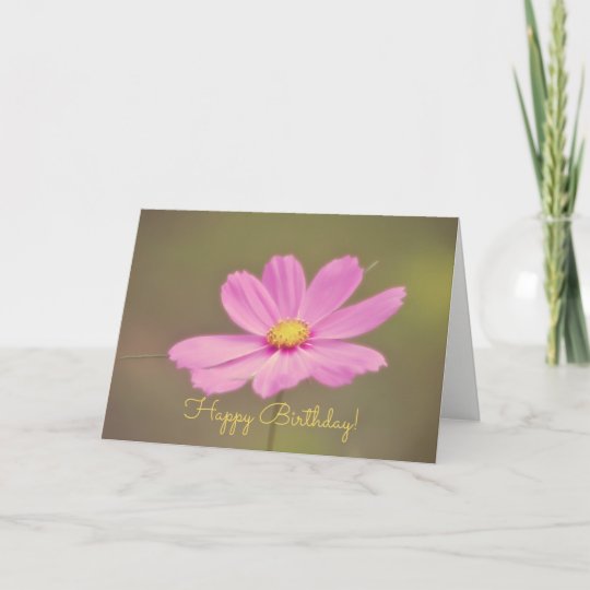 Pink Cosmos Happy Birthday Card | Zazzle.com