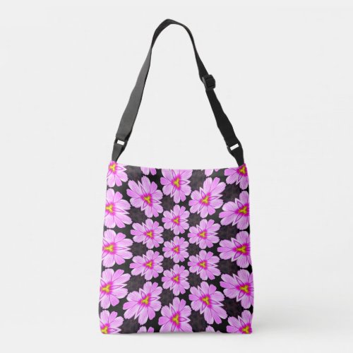 Pink Cosmos Pattern Crossbody Bag