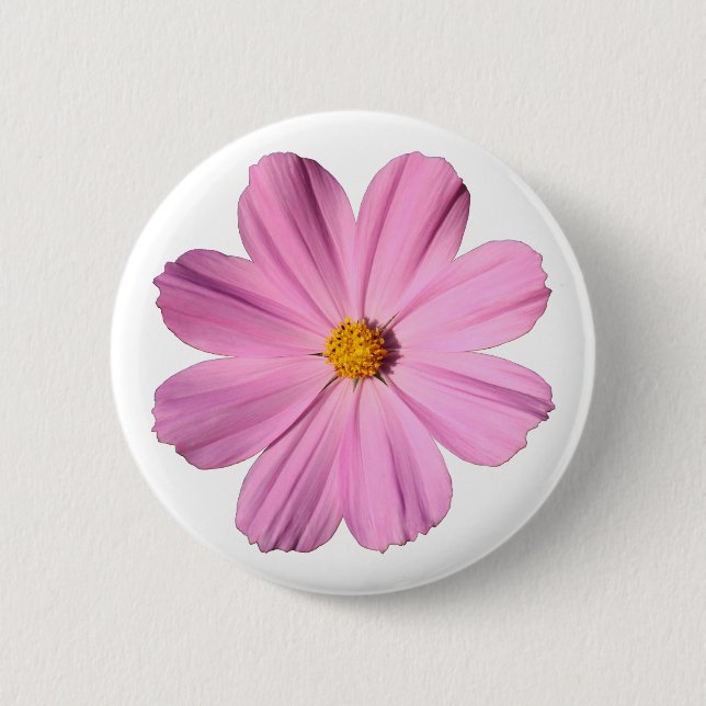 Pink Cosmos Pinback Button (Front)