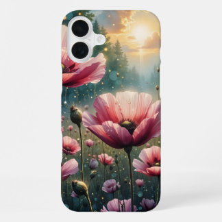 Pink Cosmos Sunrise Landscape iPhone 16 Plus Case