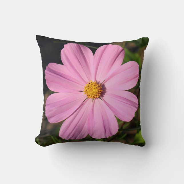 Pink Cosmos. Throw Pillow (Front)