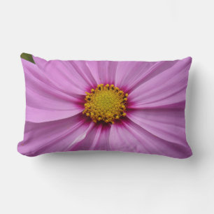Pink Cosmos Wildflower Floral Lumbar Pillow