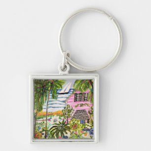 Pink Cottage by the Bay I Keychain