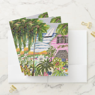 Pink Cottage by the Bay I Pocket Folder