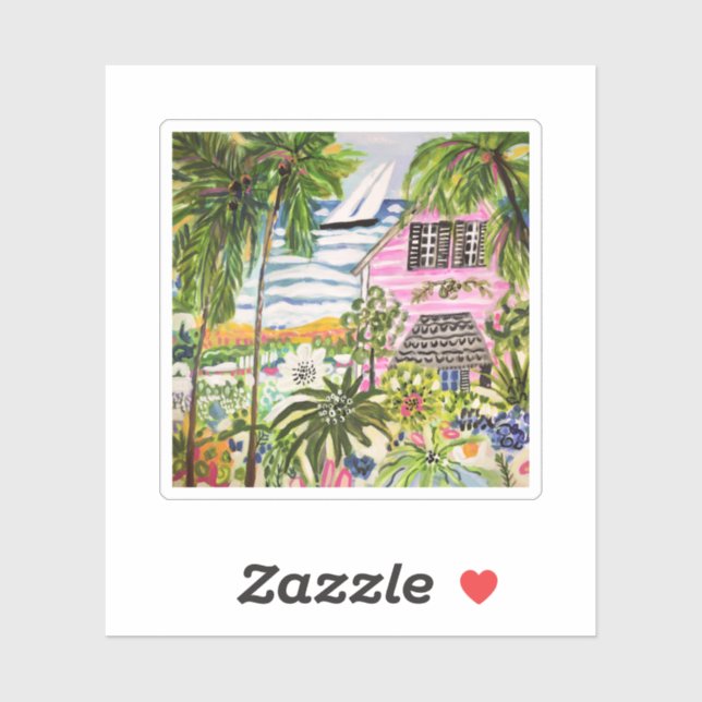 Pink Cottage by the Bay I Sticker (Sheet)