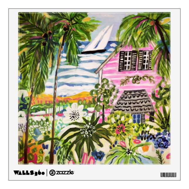 Pink Cottage by the Bay I Wall Decal (Front)