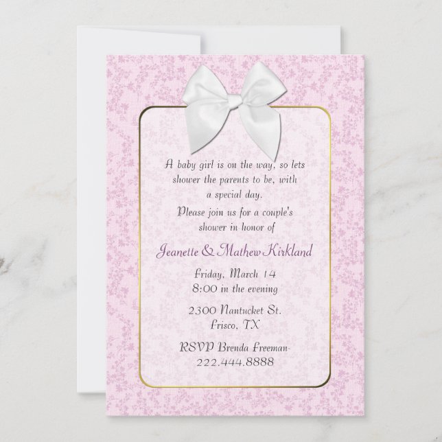 Pink Cottage Chic Couple's Baby Shower Invitation (Front)