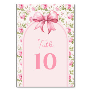 Pink Cottage Rose Love Shack Fiancé Bridal Shower Table Number