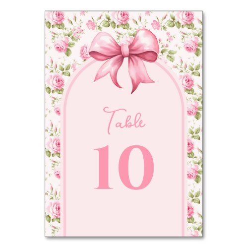 Pink Cottage Rose Love Shack Fianc Bridal Shower Table Number