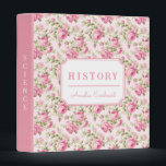 Pink Cottage Rose School Subject 3 Ring Binder<br><div class="desc">This design features a very chic pink rose patterned background with a coordinating pink border. You can personalize with your school subject on the spine and the cover and you can also add a name.</div>