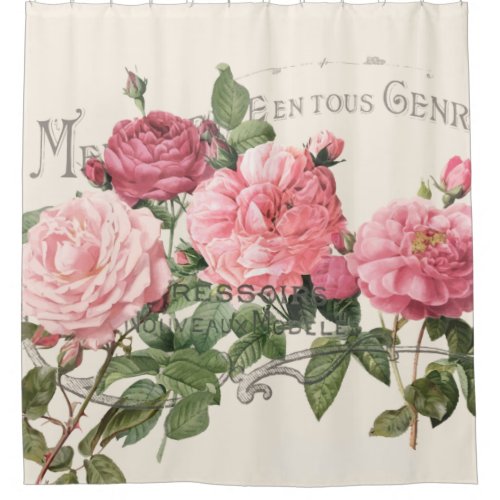 Pink Cottage Rose Shower Curtain