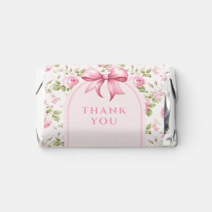 Pink Cottage Rose with Bow Coquette Bridal Shower Hershey's Miniatures