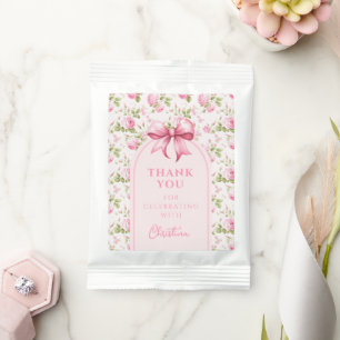 Pink Cottage Rose with Bow Coquette Bridal Shower Lemonade Drink Mix