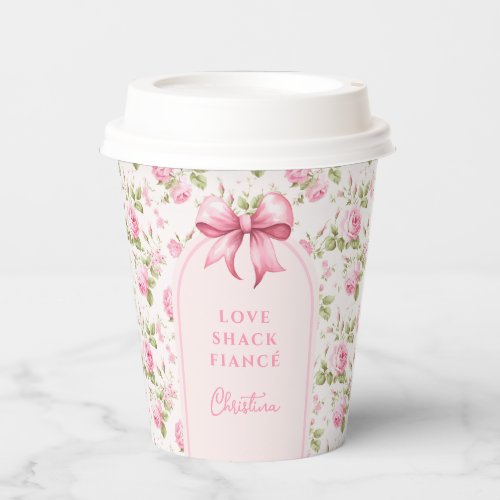 Pink Cottage Rose with Bow Love Shack Fianc Paper Cups