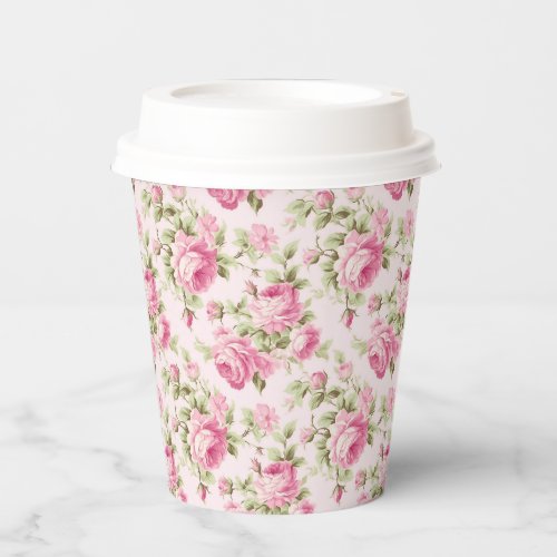 Pink Cottage Roses Baby Shower Paper Cups