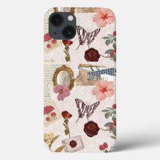 Pink Cottagecore Botanical Collage Phone Case 