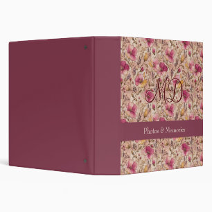 Pink Cottagecore Floral Coquette Aesthetic Office 3 Ring Binder