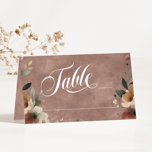Pink Cottagecore Floral Wedding Reception Dinner Place Card