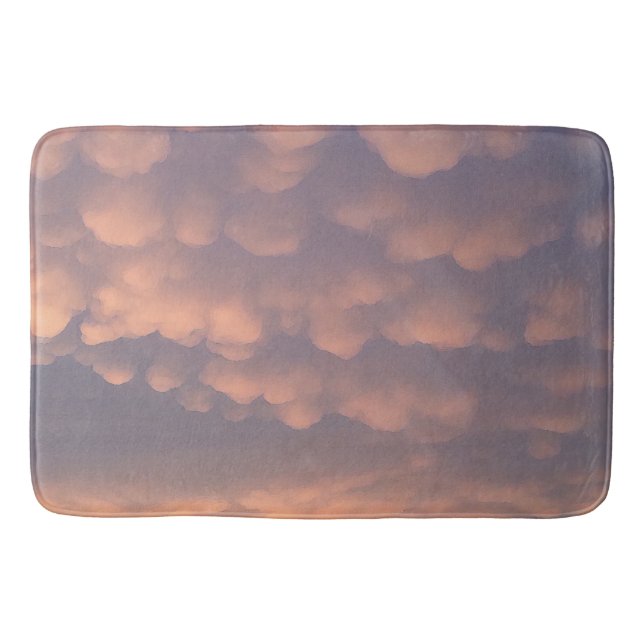 Pink Cotton Ball Clouds Bathroom Mat (Front)