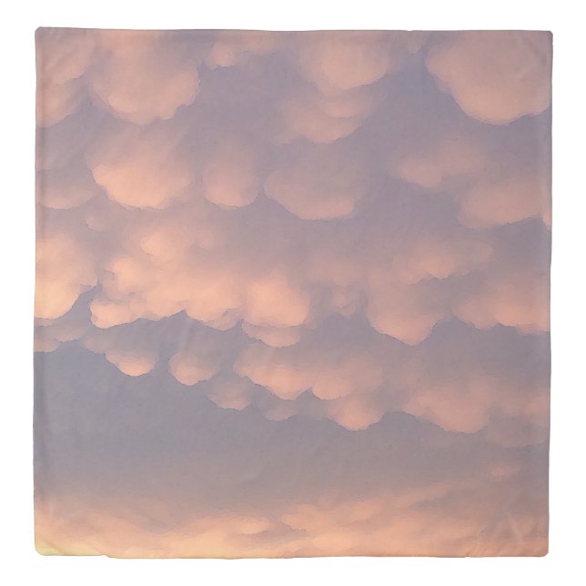 Pink Cotton Ball Clouds Duvet Cover (Front)