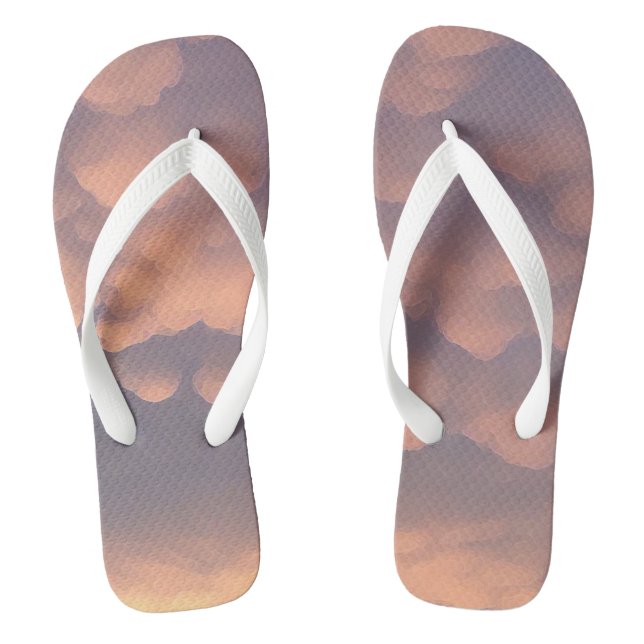 Pink Cotton Ball Clouds Flip Flops (Footbed)