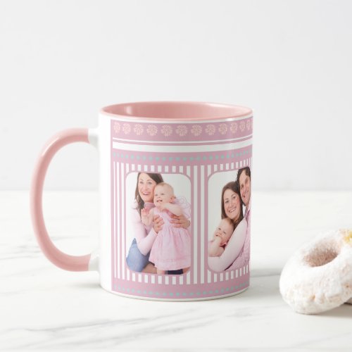 Pink Cotton Candy and StripesCollage Template Mug
