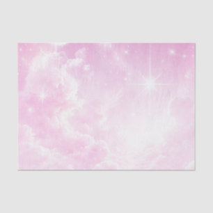 Pink Cotton Candy Clouds Starry Sky Birthday Party Tissue Paper